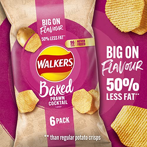 Walkers Oven Baked Prawn Cocktail Crisps 6 x 22g