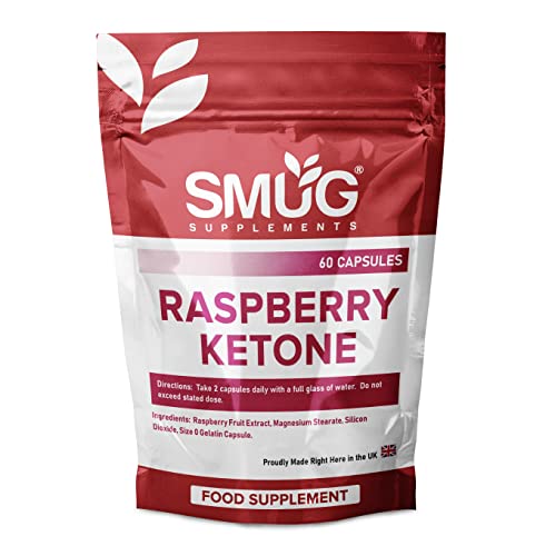 SMUG Supplements Raspberry Ketone - 60 Capsules - High Strength 2000mg Pills - Powerful Fruit Extract to Support Fat Burning and Effective Weight Loss - Made in Britain