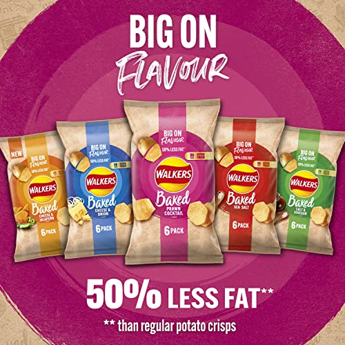 Walkers Oven Baked Prawn Cocktail Crisps 6 x 22g