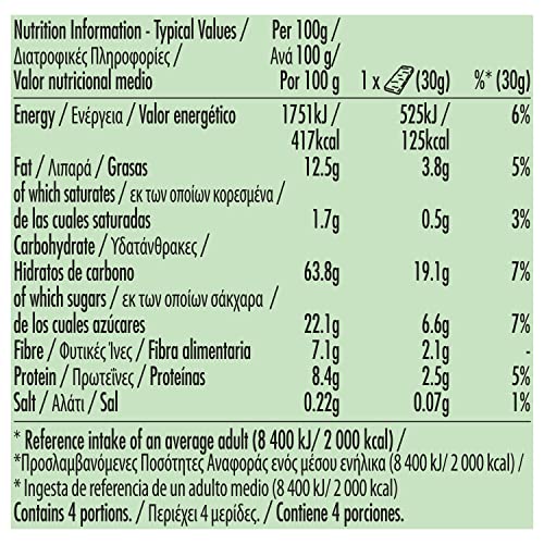 Nature Valley Fruit & Nut Apple, Raisin, Almond & Peanut Bars 4 x 30g (120g) (Pack of 8, total 32 bars), Beige