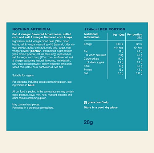 Graze - Vegan Savoury Healthy Snacks, High in Protein & Fibre - Packaging may vary - (Salt & Vinegar)