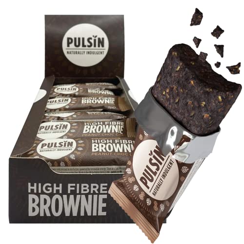 Pulsin - Peanut Choc Chip High Fibre Brownie - 18 x 35g - 5.8g Fibre, 4.7g Protein, 154 Kcals Per Serving - Gluten Free, Palm Oil Free & Dairy Free Bars