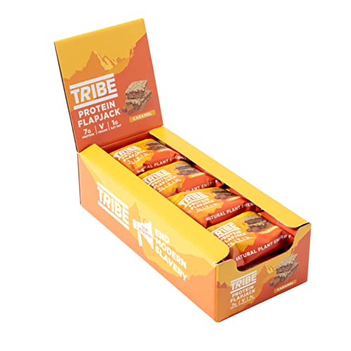 TRIBE High Protein Flapjacks - Caramel - Plant Based - Vegan Snack - Gluten Free (12 x 50g Bars)