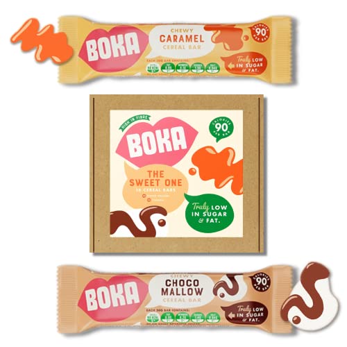 Boka Food - The Sweet One Mixed Flavour Pack of Cereal Bars | Pack of 16 x 30g Bars | Low in Sugar, Salt & Fats | High in Fibre | Vegan | Gluten Free| Breakfast Treat or Lunch Snack… (The Sweet One)