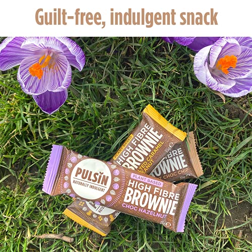 Pulsin - Peanut Choc Chip High Fibre Brownie - 18 x 35g - 5.8g Fibre, 4.7g Protein, 154 Kcals Per Serving - Gluten Free, Palm Oil Free & Dairy Free Bars