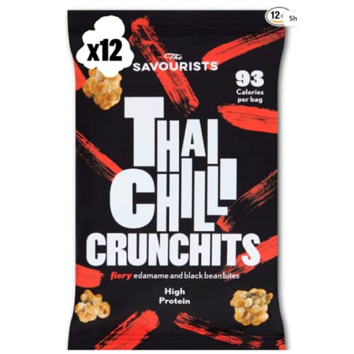The Savourists Savoury Healthy Snacks | Low Calorie | High Protein | Plant-Based | Vegan | High Fibre | Crispy Snacks | Thai Chilli flavour (12x25g)
