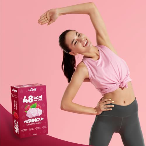 LOCCO Low Calorie Meringues | CA. 1,5 kcal Per Meringue | Low Calorie High Protein Snack | No Added Sugar | No Palm Oil & Fat Free | Raspberry Flavour