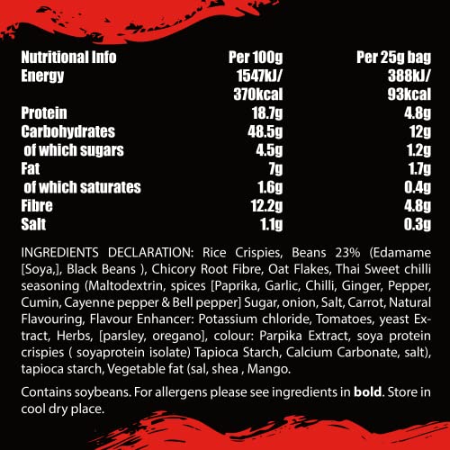 The Savourists Savoury Healthy Snacks | Low Calorie | High Protein | Plant-Based | Vegan | High Fibre | Crispy Snacks | Thai Chilli flavour (12x25g)