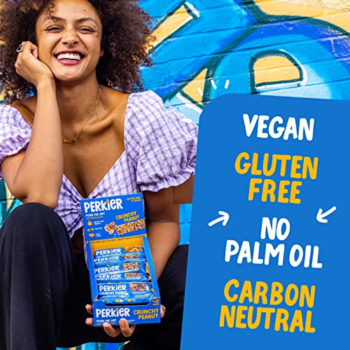 Perkier Crunchy Peanut Snack Bars (18 Pack) – Vegan – Gluten Free – Protein – High Fibre – Lower Sugar - Natural Ingredients – Lower Calorie – Healthy – No Palm Oil