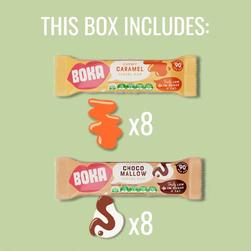 Boka Food - The Sweet One Mixed Flavour Pack of Cereal Bars | Pack of 16 x 30g Bars | Low in Sugar, Salt & Fats | High in Fibre | Vegan | Gluten Free| Breakfast Treat or Lunch Snack… (The Sweet One)
