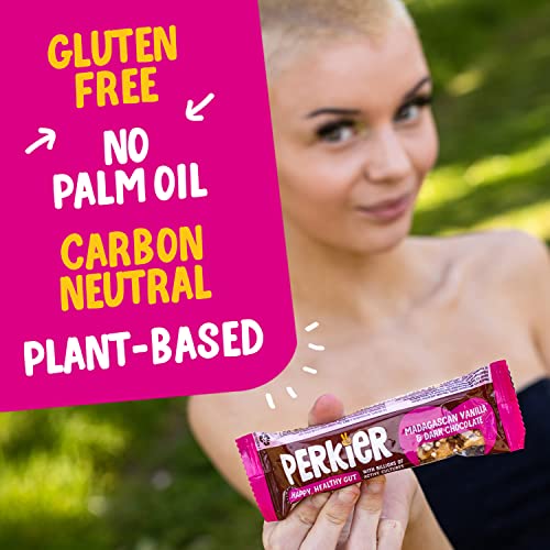Perkier Madagascan Vanilla & Dark Chocolate Snack Bars (15 Pack) – Vegan – Gluten Free – Protein – High Fibre – Lower Sugar - Natural Ingredients – Lower Calorie – Healthy – No Palm Oil