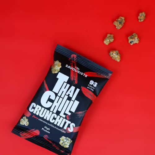 The Savourists Savoury Healthy Snacks | Low Calorie | High Protein | Plant-Based | Vegan | High Fibre | Crispy Snacks | Thai Chilli flavour (12x25g)