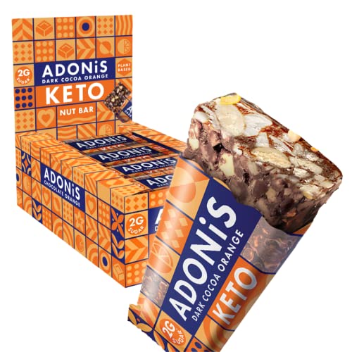 Adonis Chocolate Orange Keto Bars (16 x 35g) | Vegan & Keto-Friendly | 100% Natural Keto Snacks | Gluten Free, Sugar Free, Palm Oil Free | Low Sugar, Low Calorie, Low Carb | Ideal for a Keto Diet