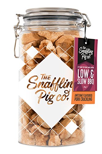 Snaffling Pig Low & Slow BBQ Double-Cooked Pork Crackling Low Carb High Protein Keto Savoury Snack 275g Gifting Jar