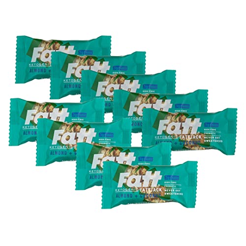 Fatt Almond & Coconut FattJacks - 9 x 40g Keto Bars - 100% Natural - 3g Carbs - Zero Sweeteners - Prebiotic Fibre - Ketogenic Breakfast - Low Carb Flapjack Keto Snack Breakfast Bar - FattBar