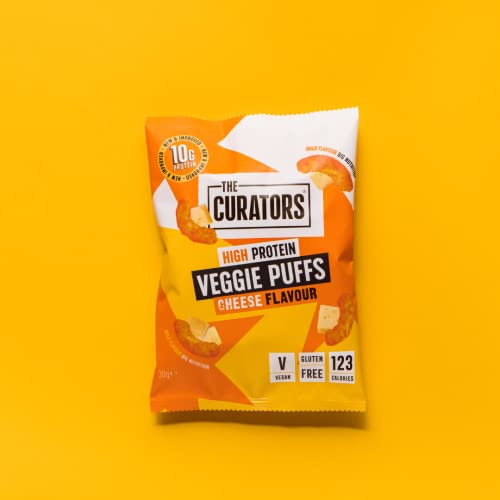 THE CURATORS High Protein Veggie Cheese Puffs, Multipack Crisps, 30g (20 Packs), 10g Plant Protein, Vegan, Gluten Free