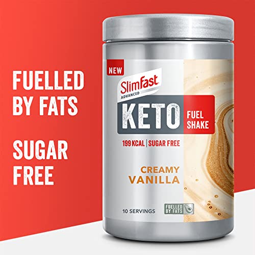 SlimFast Advanced Keto Fuel Shake for Keto Lifestyle, Creamy Vanilla Flavour, 10 Servings, 320g
