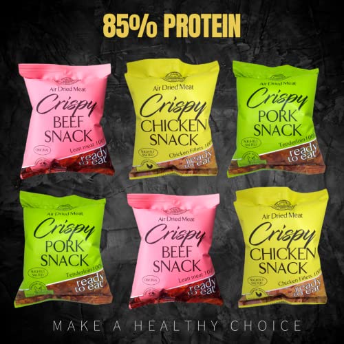 Meat Snacks - Low Carb Snacks - Great for Keto Diet - High Protein 85% - No Sugar - 100% Real Meat ( 6 bags x 25G)
