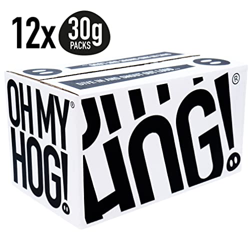 OH MY HOG!® Pork Crunch Maple Bacon Flavour, 12 x **30g** Packs Per Box, High Protein, Low Carb, Keto-Friendly, Gluten-Free, Crispy, Savoury Snack, Party Snack