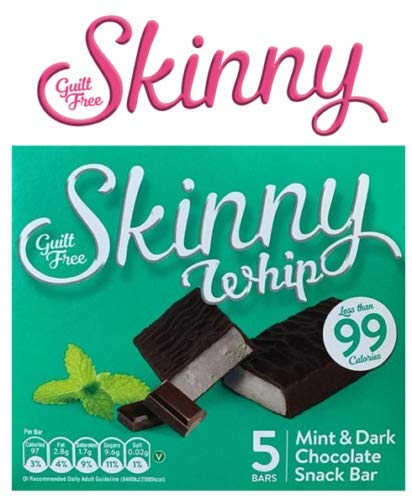 New Skinny Whip Snack bars less than 99 Calories 5 Variations Multi-Pack (Mint & Dark Chocolate, 4 Boxes)