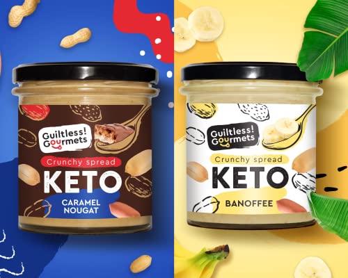 Guiltless Gourmets 2 Pack Bananas + Caramel Nougat Keto Crunchie Spread 2 x 300g Low Carb & Keto Friendly, Keto Food, Keto Snacks, Healthy Snacks