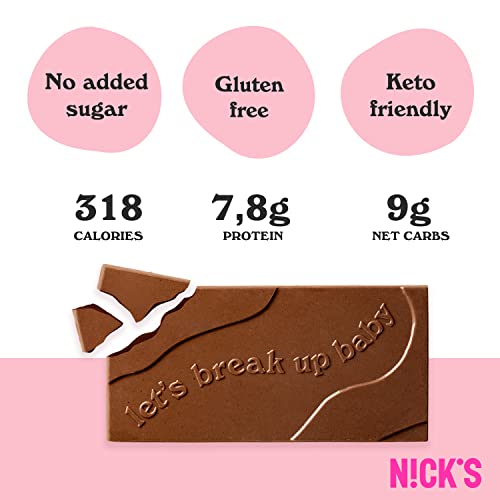 NICKS Keto chocolate blocks, Milk chocolate caramel crunch no added sugar, low carb, gluten free, chocolates without palm oil (3x75g)