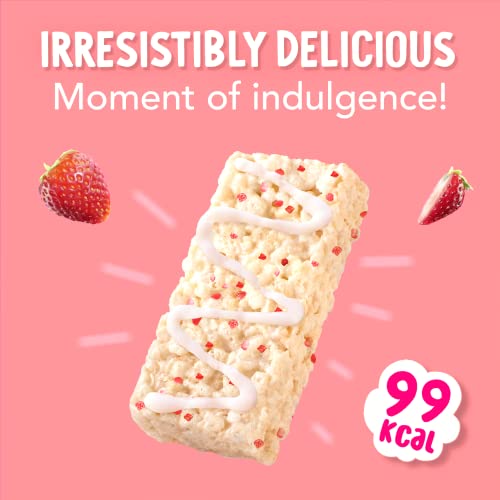 Lexi’s® 99 Calorie Strawberry Crispy Treat Bars | Less than 100 Calories! | Gluten Free, Low Fat, Healthy Snacks | Vegetarian | Dairy Free, Nut Free | Low FODMAP | Strawberry & White Chocolate x12