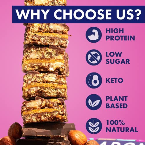 Adonis Hazelnut Crunch & Cocoa High Protein Keto Bars (16x45g) | Vegan & Keto-Friendly | 100% Natural Keto Snacks | Sugar Free, Palm Oil Free, Dairy Free | Low Sugar & Low Carb | Ideal for a Keto Diet