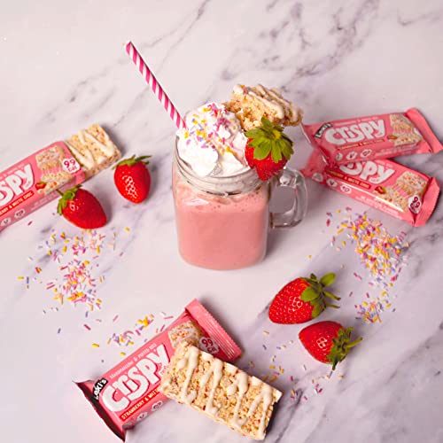 Lexi’s® 99 Calorie Strawberry Crispy Treat Bars | Less than 100 Calories! | Gluten Free, Low Fat, Healthy Snacks | Vegetarian | Dairy Free, Nut Free | Low FODMAP | Strawberry & White Chocolate x12