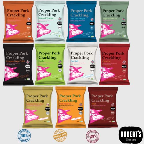 SCT Proper Pork Crackling - Available Different Flavors - Keto, Gluten & Allergen Free, Low Carb, High Protein - Handmade in Britain With Family Recipe (Extreme Naga Chilli, 100g Bag)