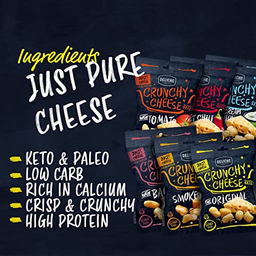 Crunchy Natural Gouda Cheese Crackers – 10 x 35g Bags, 6 Flavours Multipack - High Protein, Keto, Low Carb, Gluten Free Snack - Baked Natural Just Gouda Snacking Chips