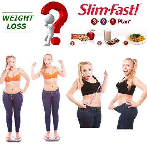 Slim Fast Meal Replacement Chunky Chocolate Powder Shake 438 G, and 2 of Each 95 Calories Snack Bars with AETN Measuring Tape
