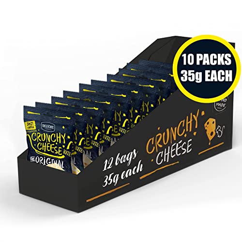 Crunchy Natural Gouda Cheese Crackers – 10 x 35g Bags, 6 Flavours Multipack - High Protein, Keto, Low Carb, Gluten Free Snack - Baked Natural Just Gouda Snacking Chips