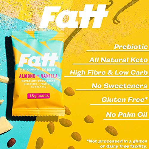 Fatt Keto Butter Cookies - Almond & Vanilla, 5-Pack x 30g - 1.5g Carbs - 100% Natural Keto Snacks with Super Fats - Low Carb, High Fibre, Low Sugar & Sweetener Free Keto Snack