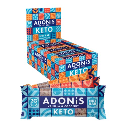 Adonis Mixed Nut Box Keto Bars (16 x 35g) | Vegan & Keto-Friendly | 100% Natural Keto Snacks | Gluten Free, Sugar Free, Palm Oil Free | Low Sugar, Low Calorie & Low Carb | Ideal for a Keto Diet