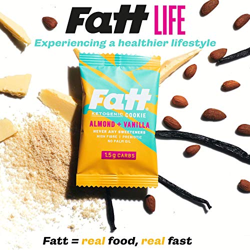 Fatt Keto Butter Cookies - Almond & Vanilla, 5-Pack x 30g - 1.5g Carbs - 100% Natural Keto Snacks with Super Fats - Low Carb, High Fibre, Low Sugar & Sweetener Free Keto Snack