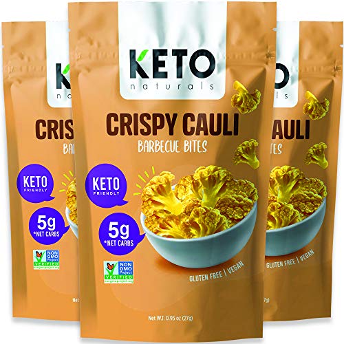 Crispy Cauli Bites - BBQ Flavour - Low Carb, Cauliflower Crisps, Healthy Snacks, Vegetable Crisps, Gluten Free, Vegan, Keto Snacks, Keto Foods UK (3 x 27g Packs)…