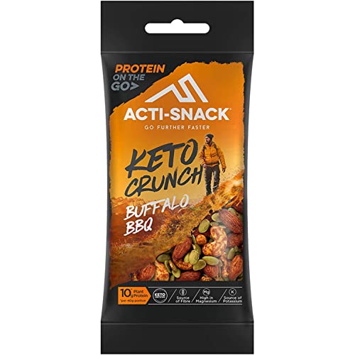 ACTI-SNACK Buffalo BBQ Keto Crunch 12 x 40g | Sports Nutrition Snacks, Protein on The Go - Buffalo BBQ Almonds, Cashews & Pumpkin Seed Mix, Keto Certified, High Protein Snack