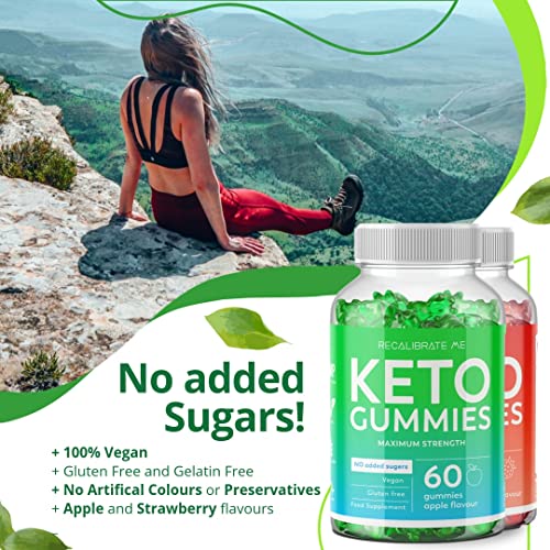 Recalibrate Me Keto Gummies Weight Loss Support - Healthy Keto Snacks Apple Flavour 60 Gummies - Low Calorie Snacks - No Added Sugars - Vegan and Gluten Free
