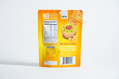 Keto Crackers (Cheddar & Onion), Low carb Crackers, Keto Snacks, Low carb Snack. No Added Sugar, high Fibre & Gluten Free (3 x 64g Packs). Almond Flour Crackers, Keto Snacks no Carbs no Sugar, Paleo