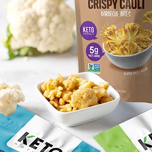 Crispy Cauli Bites - BBQ Flavour - Low Carb, Cauliflower Crisps, Healthy Snacks, Vegetable Crisps, Gluten Free, Vegan, Keto Snacks, Keto Foods UK (3 x 27g Packs)…