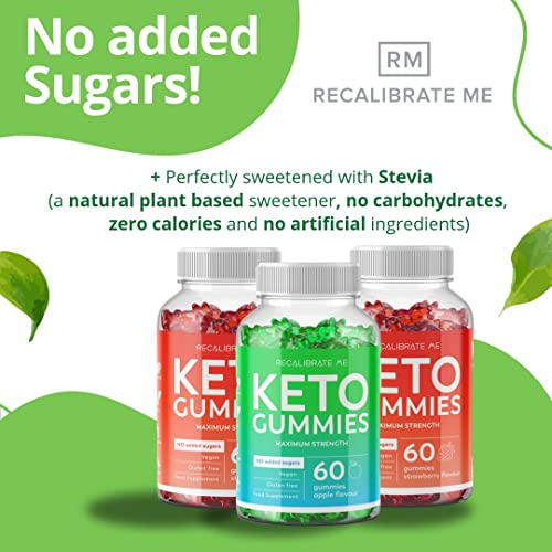 Recalibrate Me Keto Gummies Weight Loss Support - Healthy Keto Snacks Apple Flavour 60 Gummies - Low Calorie Snacks - No Added Sugars - Vegan and Gluten Free