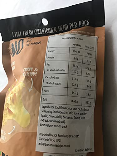 Crispy Cauli Bites - BBQ Flavour - Low Carb, Cauliflower Crisps, Healthy Snacks, Vegetable Crisps, Gluten Free, Vegan, Keto Snacks, Keto Foods UK (3 x 27g Packs)…