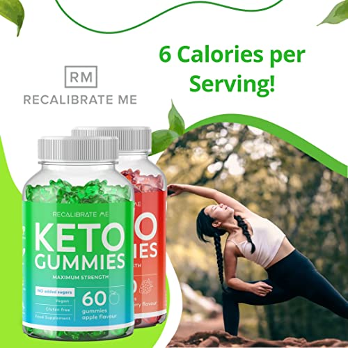 Recalibrate Me Keto Gummies Weight Loss Support - Healthy Keto Snacks Apple Flavour 60 Gummies - Low Calorie Snacks - No Added Sugars - Vegan and Gluten Free