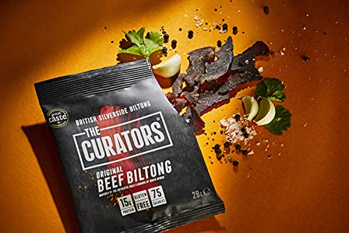 THE CURATORS Original Beef Biltong 26g (12 Packs) High Protein Low Carb Keto Gluten Free Savoury Snack