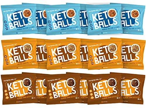 The Protein Ball Co Keto Starter Pack - 3 Ball Bags of Keto Snacks - 100% Natural, No Added Sugar, Low Carb, High Fibre Sweet Snacks - Plant-Based & Gluten Free - 18 x 25g (6 Bags per Flavour)