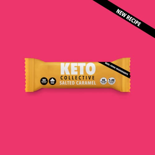 Keto Collective Keto Bars - NEW RECIPE - 15x40g I 3g Net Carbs I Low Carb Snacks I High Fibre I Natural Ingredients I Source of Protein I Keto Snacks I Gluten Free I Vegan (Salted Caramel)