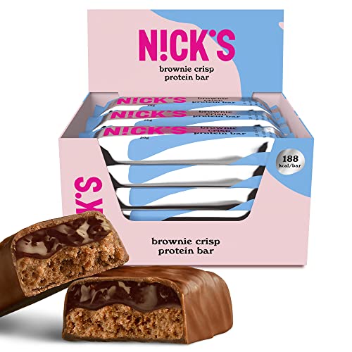 NICKS Keto Protein Bars Brownie | 15g protein | 188 calories | Low carb Snacks Chocolate No Added Sugar Gluten Free (Multipack 12x50g)