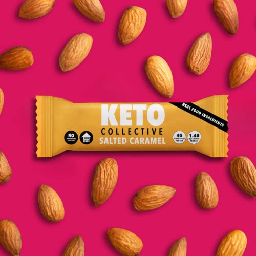 Keto Collective Keto Bars - NEW RECIPE - 15x40g I 3g Net Carbs I Low Carb Snacks I High Fibre I Natural Ingredients I Source of Protein I Keto Snacks I Gluten Free I Vegan (Salted Caramel)