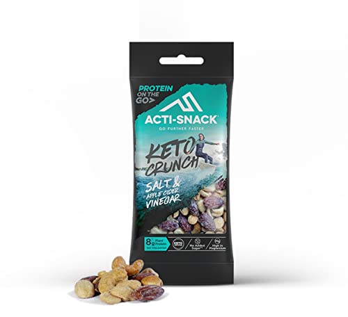 ACTI-SNACK Keto Crunch Salt & Apple Cider Vinegar 12 x 40g | Sports Nutrition Snacks, Protein on the Go - Salt and Vinegar Almonds, Cashews and Peanuts Nut Mix, Keto Certified Snack